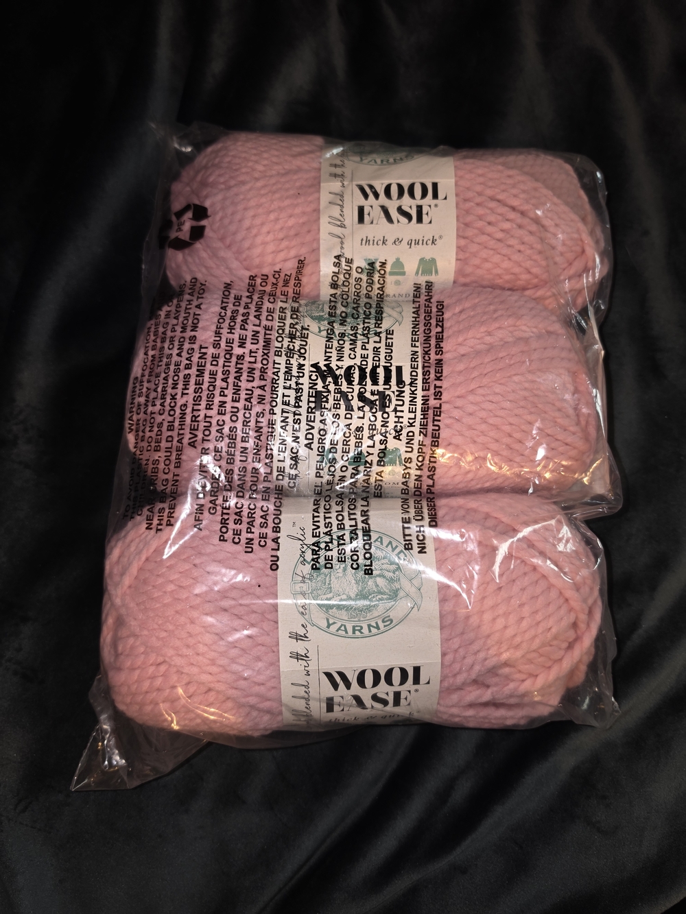 Lion Brand Wool Ease Thick & Quick Blossom Pink Yarn Lot of 3